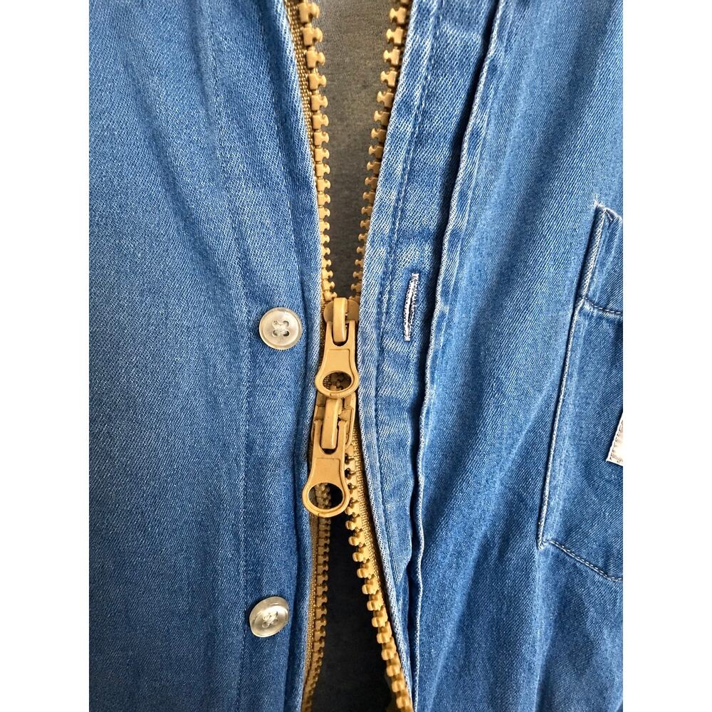 Vintage Carhartt Upcycled Reworked Cropped Chambray Jacket Shirt Size L Y2K - Picture 6 of 14